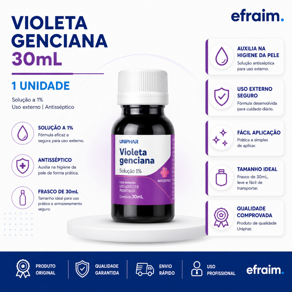 Violeta Genciana Solução 1% 30ml - Antisséptica Matizante e Antifungica