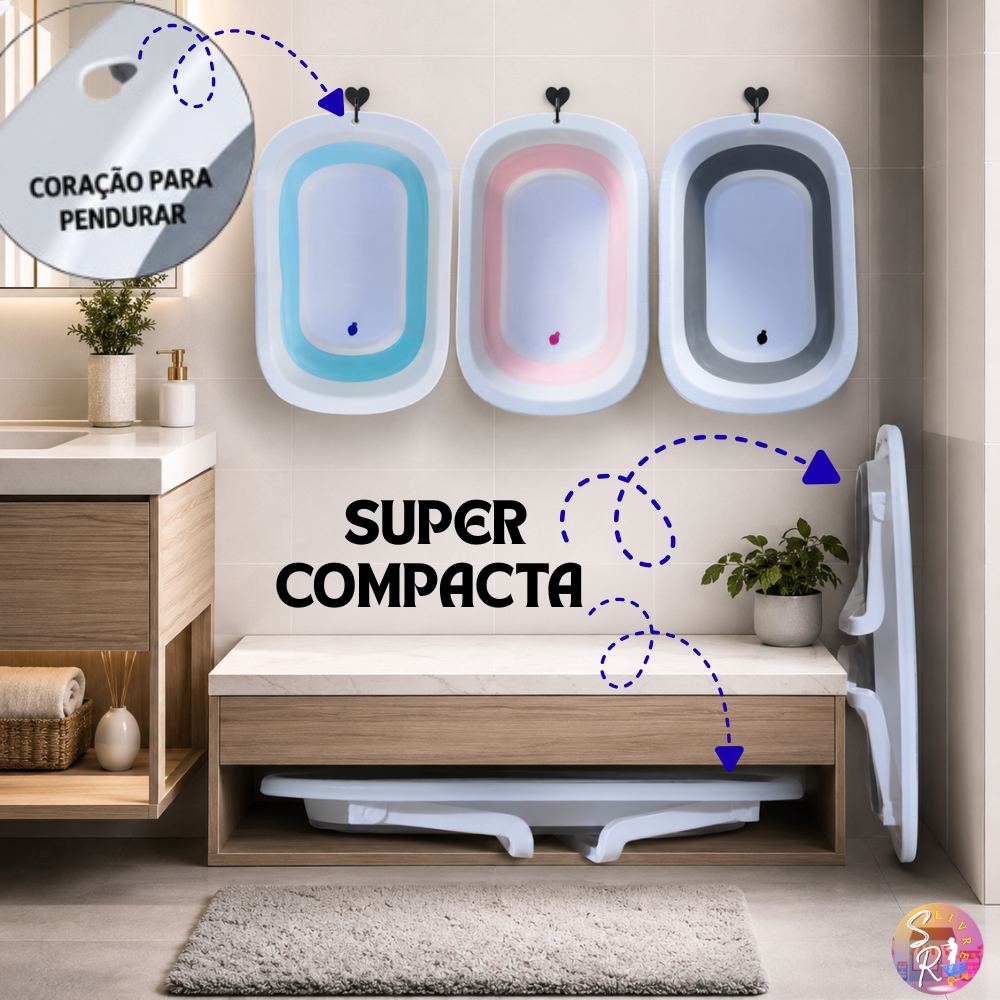 Banheira Dobrável Infantil 76x49cm 33L Premium | Válvula Termossensível | Compacta e Prática — imagem 2 de 2