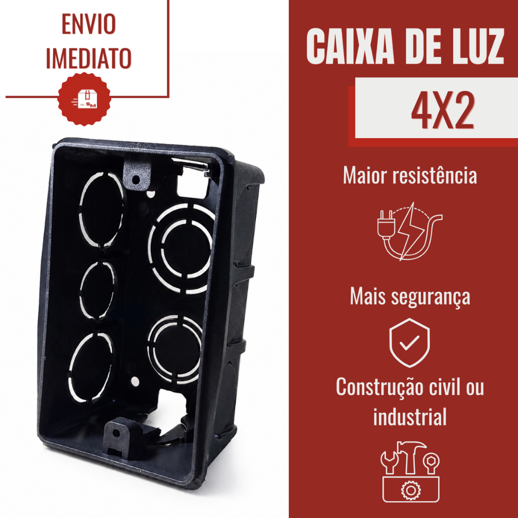 kit 20 Caixas de Luz 4x2 Reforçada Tomada Interruptor Embutir Parede Reforma Construção