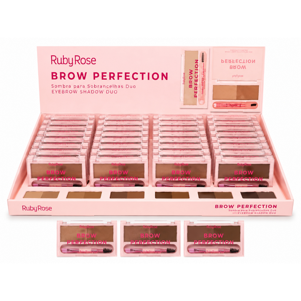 Box 36 Sombra de Sobrancelha Ruby Rose HBE2501 Duo Alta Pigmentação Definição e Preenchimento