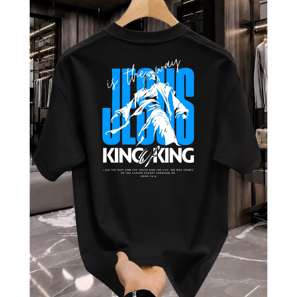 camisa camiseta basica masculina estampado JESUS KING OF KING 100% algodão malha fina confortavel infantil e pluss