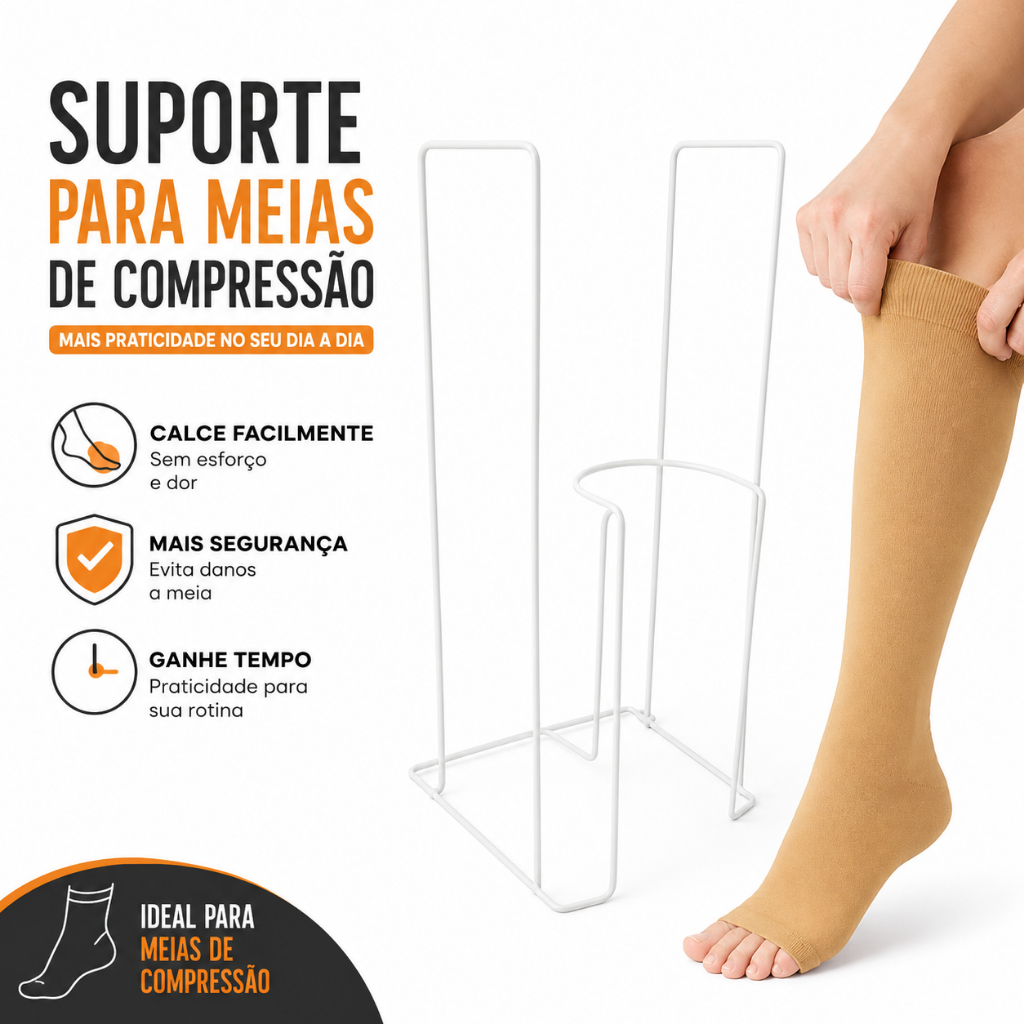 Suporte Calçador Meias De Compressão Deslizador Prático Branco