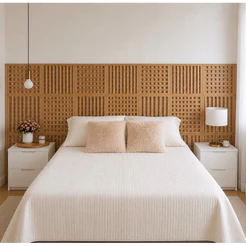 Cabeceira Cobogo Quadradinho Placas 3D Com Relevo Decorativas vazadas com adesivo Cama Box Solteiro, Casal Queen King
