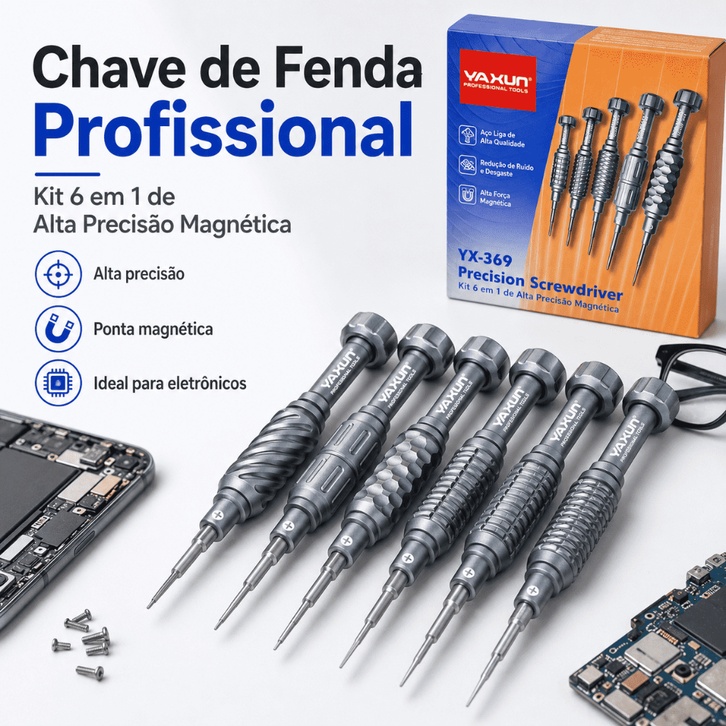Chave De Fenda Profissional Kit 6 Em 1 De Alta Precisão Magnética