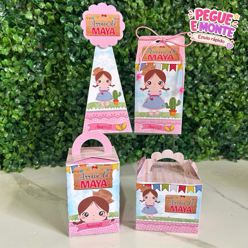 KIT/PERSONALIZADO ARRAIÁ/FESTA JUNINA ROSA PARA LEMBRANCINHAS DE ANIVERSÁRIO/ FESTA ARRAIÁ- JUNINA ( JÁ VEM COLADO )
