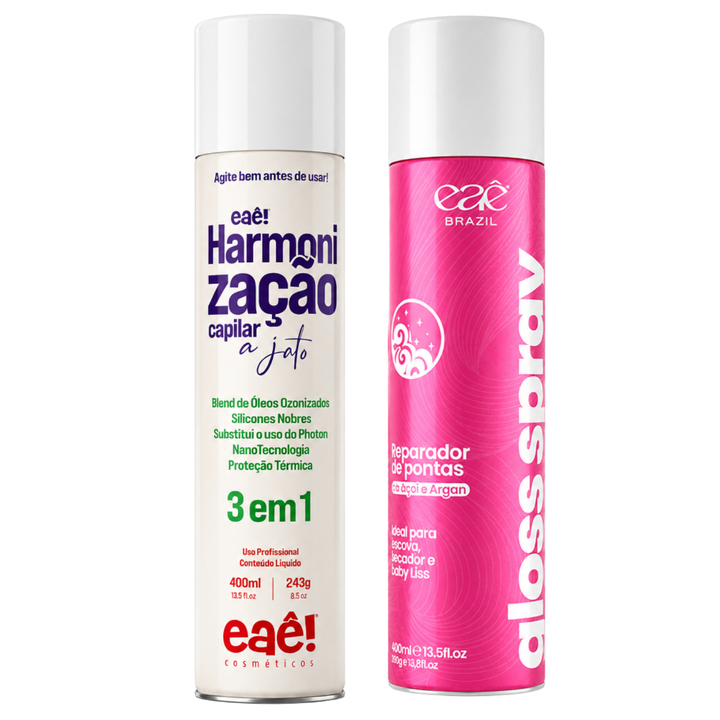Kit Harmonização Gloss Spray Reparador de Pontas Finalizador De Escova 400ml Eaê Brazil