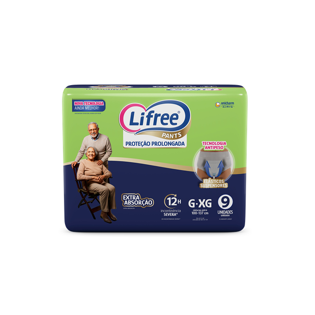 Lifree Fralda Geriátrica Tipo Calça Extra Absorção G/Xg 9 Unidades