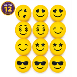 KIT 12 Brinquedos BOLINHAS LISAS EMOJIS Pet Adestramento
