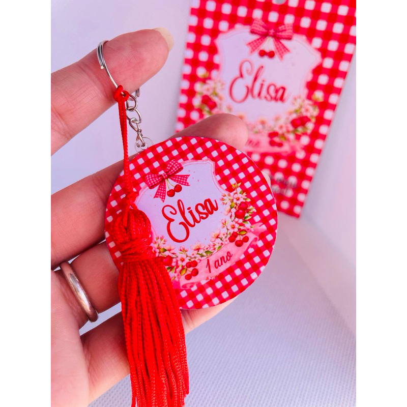 Chaveiro Personalizado Xadrez Vermelho | Chaveiro Acrílico | Lembrancinhas | Aniversário Cerejinha
