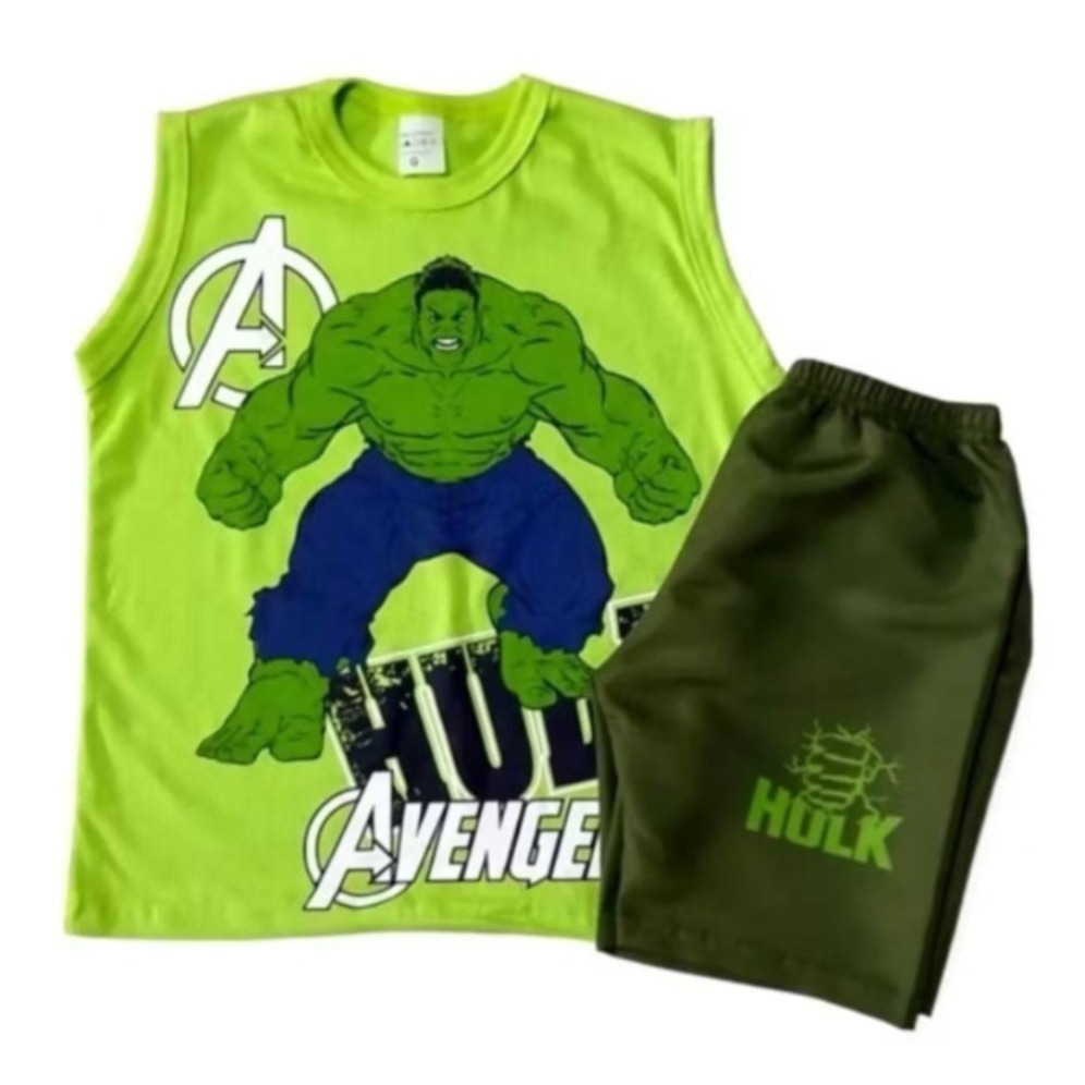 Conjunto Do Hulk Roupa de Menino Infantil Personagem Herói