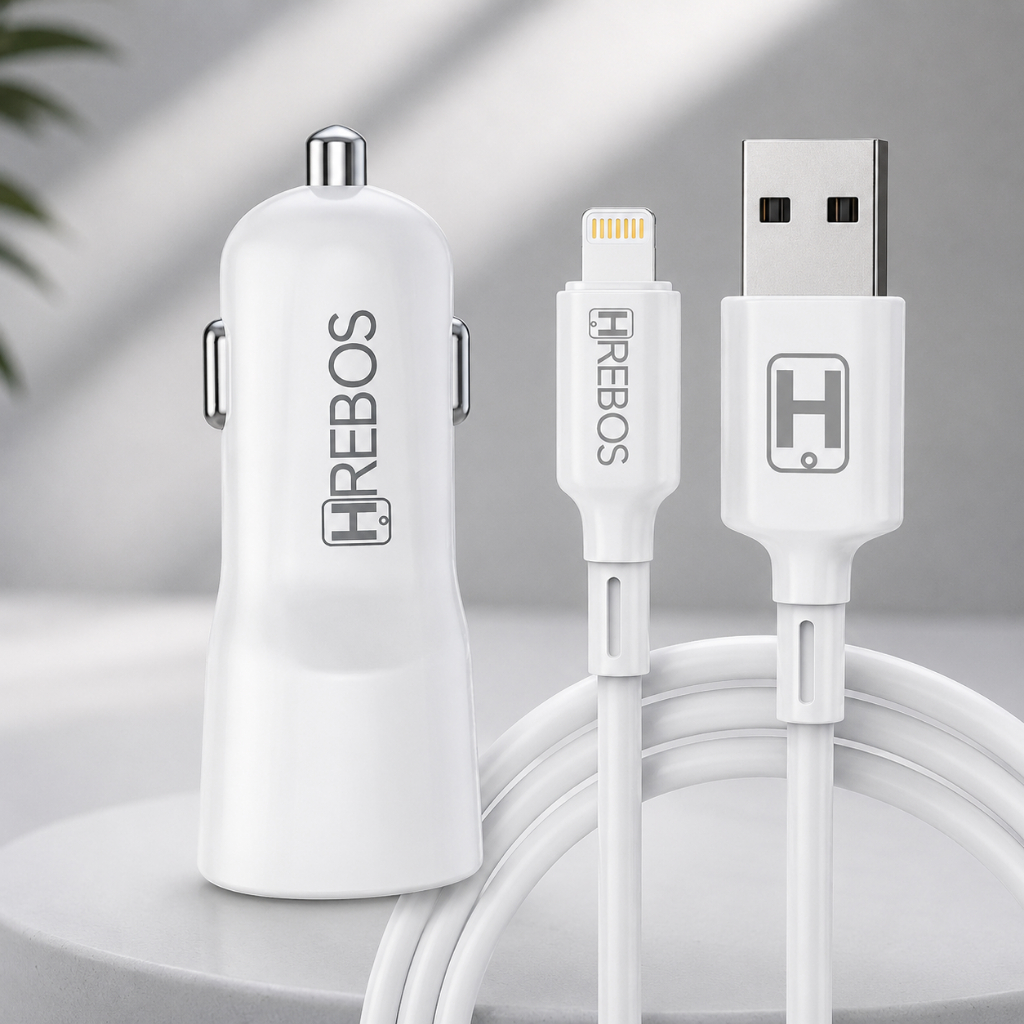 Carregador Veicular Para Lightning 2.4A Duas Entradas USB Hrebos HS-80i