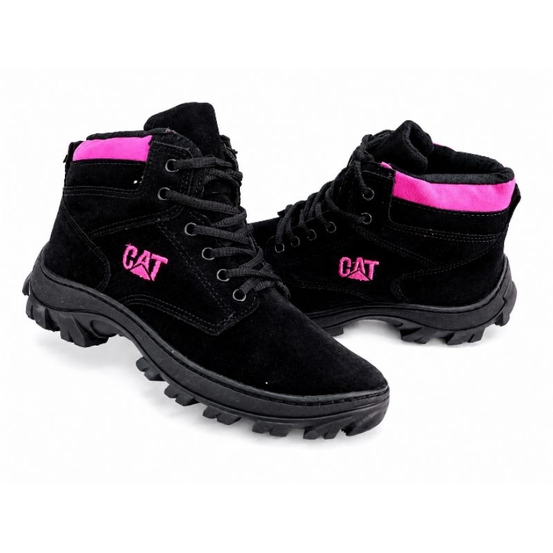 Bota feminina Caterpillar adventure original preto/rosa