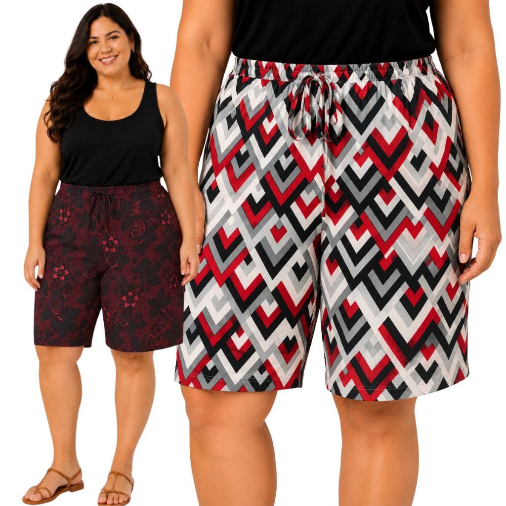 KIT Bermudas Femininas Plus Size para Senhoras Mulheres Confortável Estilosa