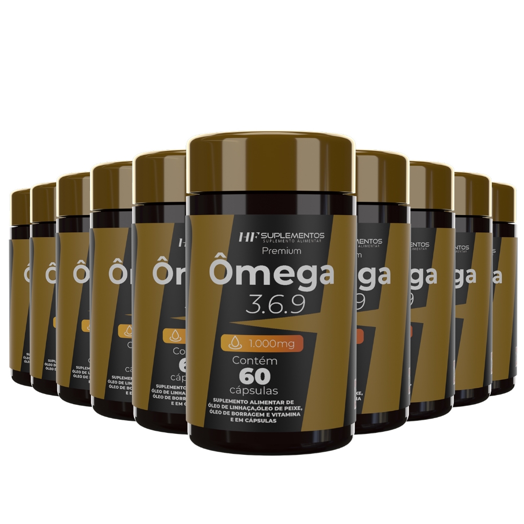 10x OMEGA 3 6 9 60CAPS PEIXE LINHAÇA BORRAGEM HF SUPLEMENTOS