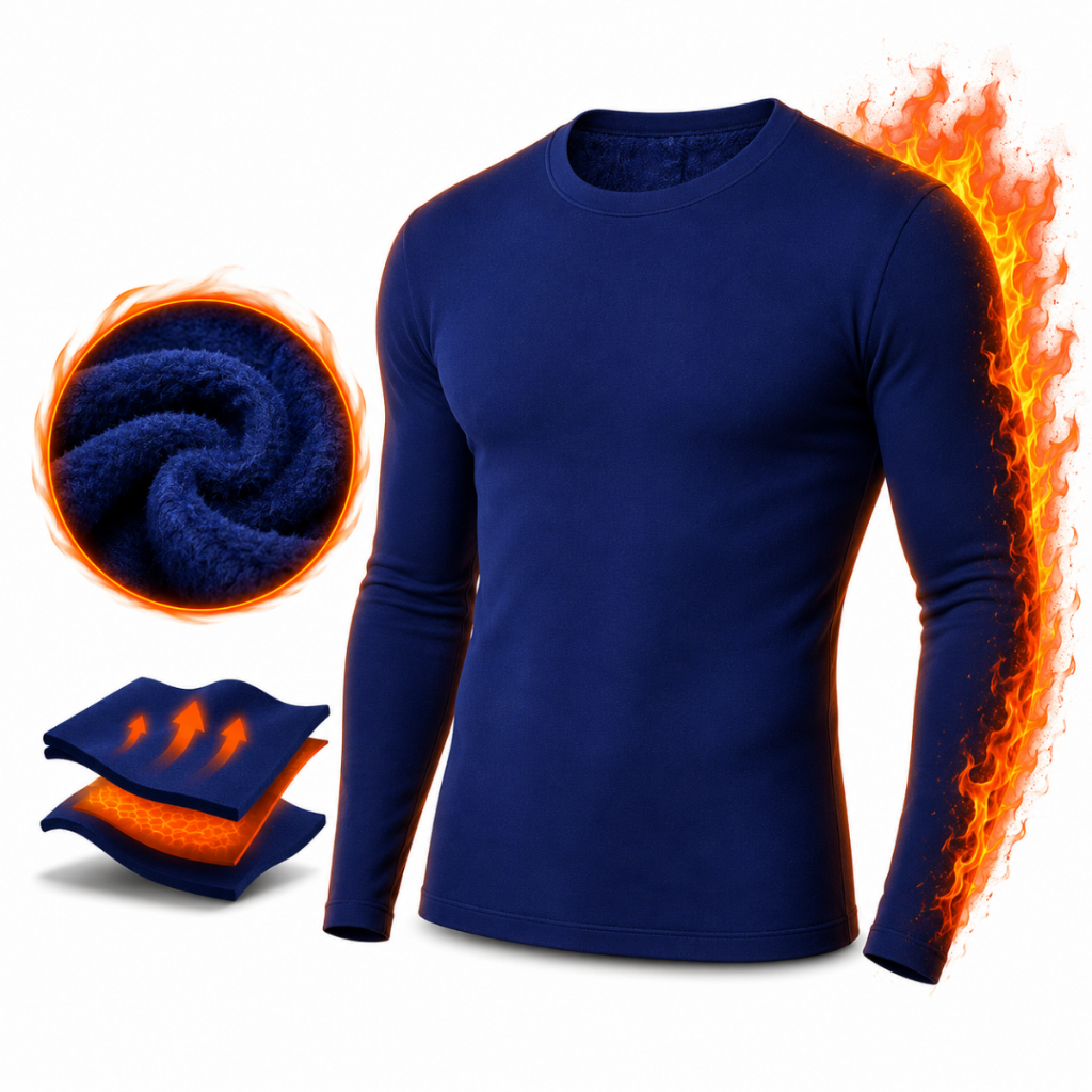 Camisa Térmica Azul Masculina Grossa Forrada Flanelada Peluciada Feminina Proteção Solar Lisa Segunda Pele Adulto