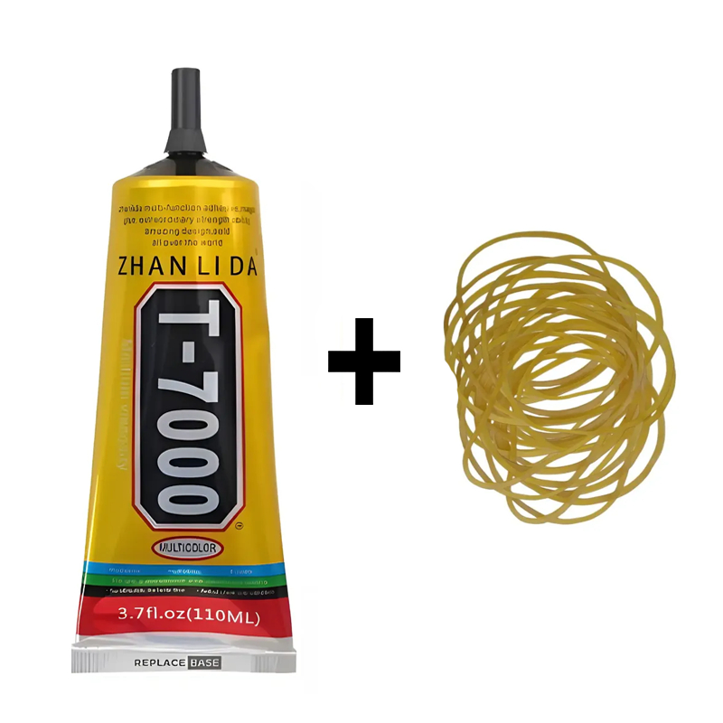 Cola T7000 Preta 110ml Multiuso Secagem Rápida + 20 Elásticos Brindes.