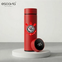 Garrafa Térmica Futebol Time Sport Club Corinthians Paulista Aço Inoxidavel 500ml com Medidor De Temperatura Digital