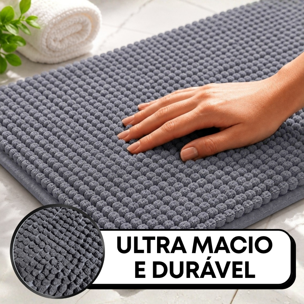 Tapete De Banheiro Antiderrapante Microfibra Bolinha 38x58cm Super Absorvente Macio