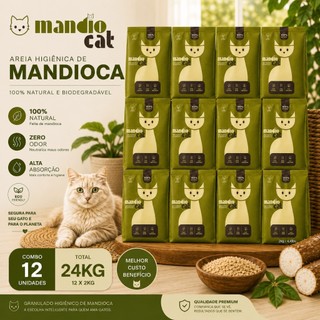 Areia Gato Mandiocat Mandioca Biodegradavel Natural gatos graos finos 24KG
