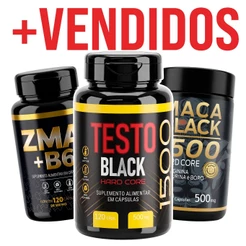 Kit ZMA 120caps + Testo 120 caps + Black 120 capsulas Boro Vitaminas e Minerais Premium
