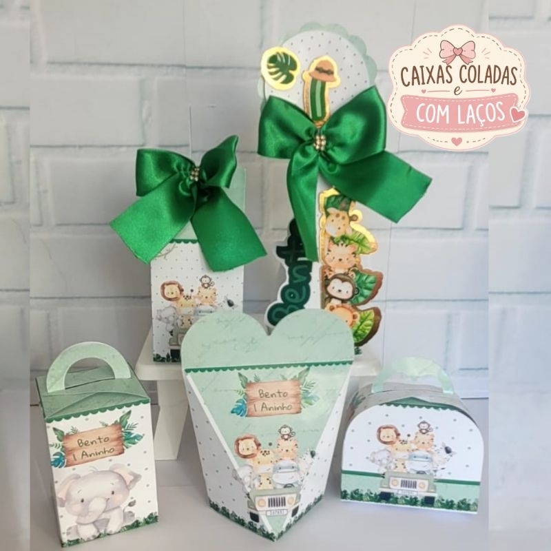 Kit caixinhas personalizadas Safari Baby   Lembrancinha de Aniversário Menino Festa Infantil Papelaria Personalizada
