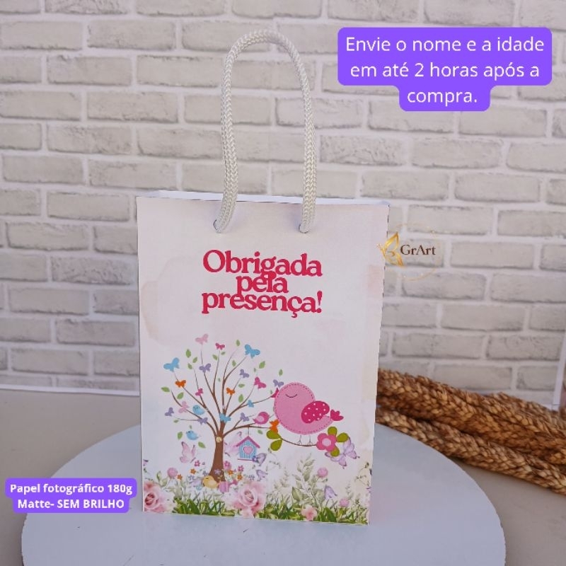 Sacolinha Personalizada Surpresa Lembrancinha Aniversário Menina Jardim Encantado/ Jardim das Borboletas