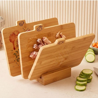 KIT COM 3 TABUAS De Corte RETANGULAR EM BAMBU Com suporte Gourmet Churrasco Legumes fruta Cozinha
