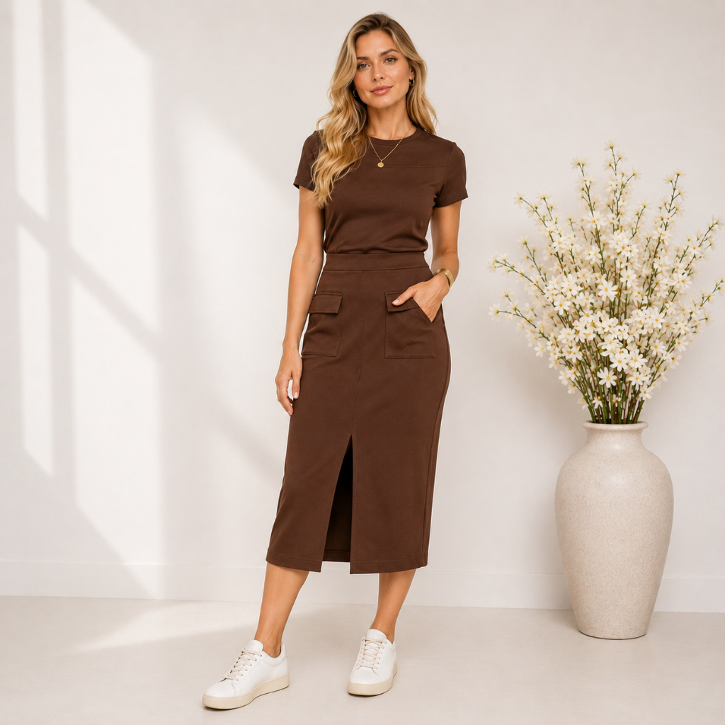 Conjunto Moletinho Saia Casual e Confortável,Conjunto Saia Moletinho Moderno e Elegante