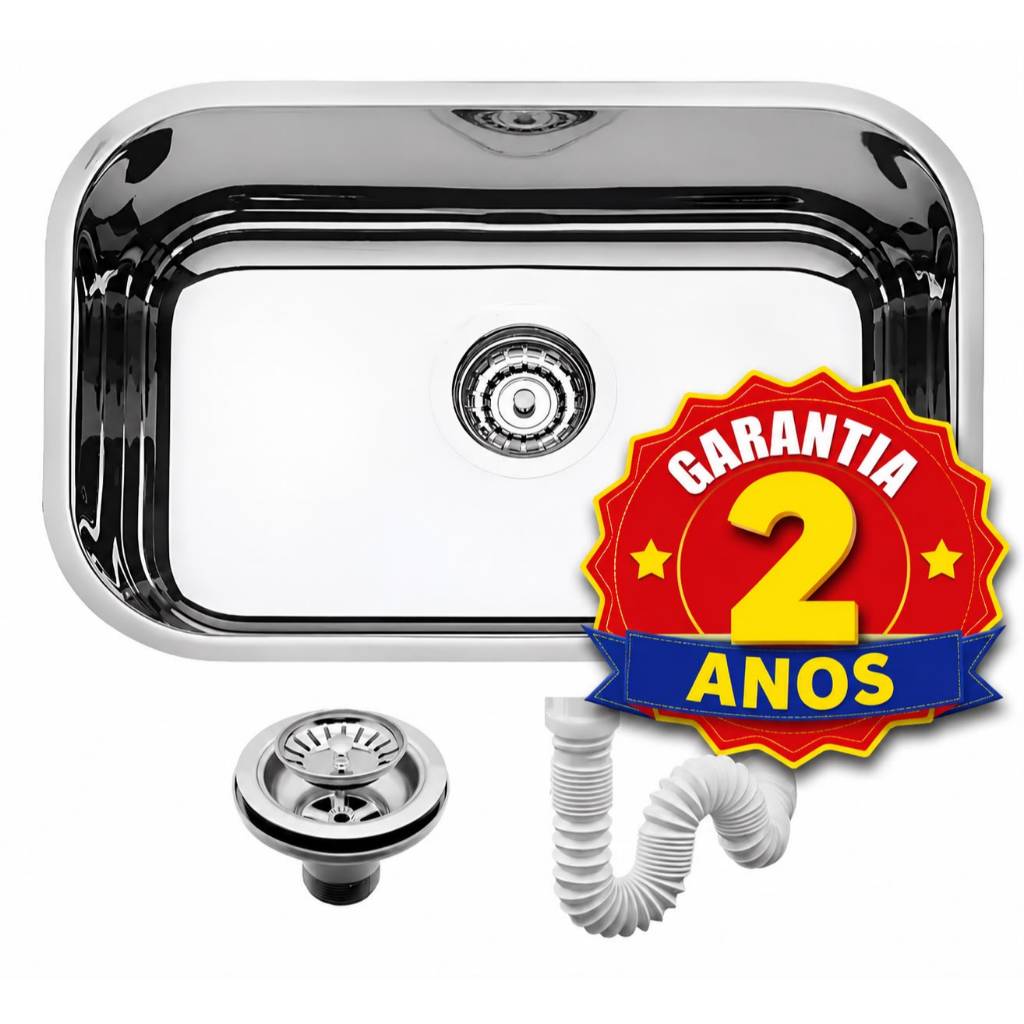 Cuba Pia N1-14 46x30x14cm Inox 430 Cozinha Válvula Sifão