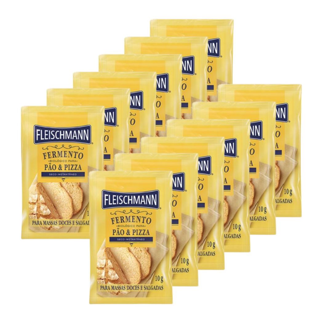 Kit 12un Fleischmann Fermento Biológico Seco Instantâneo 10g