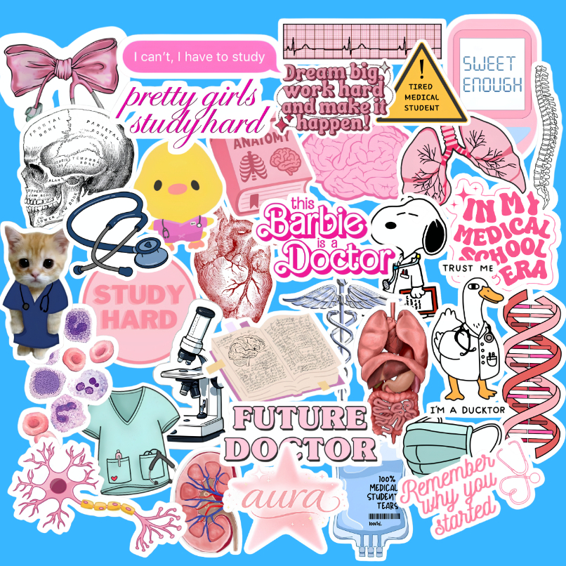 Kit 42 Adesivos Medicina Aesthetic para Kindle Garrafa Capinhas e Notebook