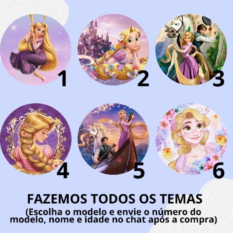 Adesivos personalizados para festa infantil e lembrancinha - tag de papel personalizada - Enrolados, Rapunzel - Princesa