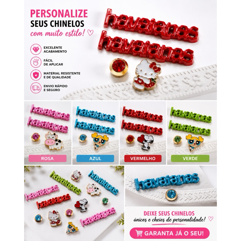 Kit Pingentes + Placa Decorativa para Chinelos – Personalize com Muito Estilo!