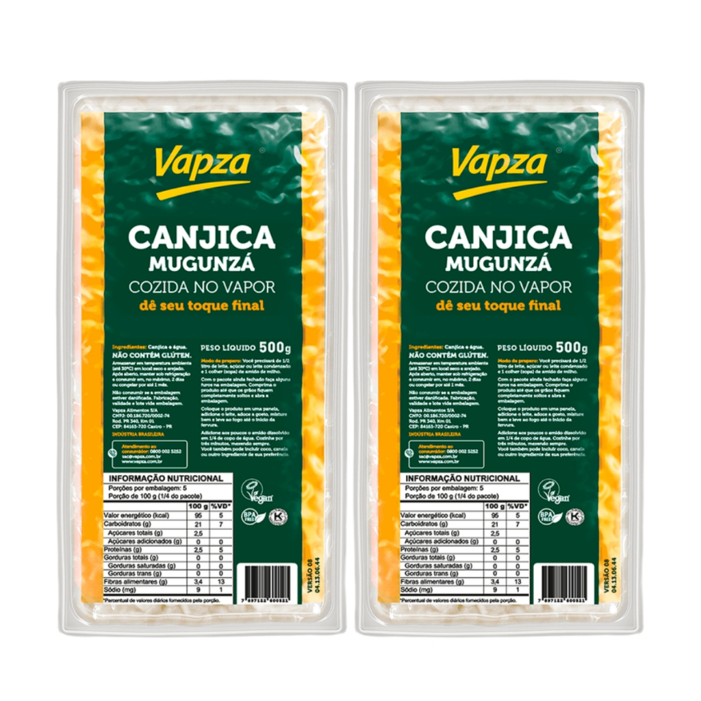 Kit 2un Canjica Cozida No Vapor 500G Vapza