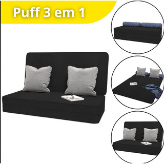 Lançamento Urbanzi | Sofá Cama Casal Dobrável Puff 3 Em 1 Confortável Premium