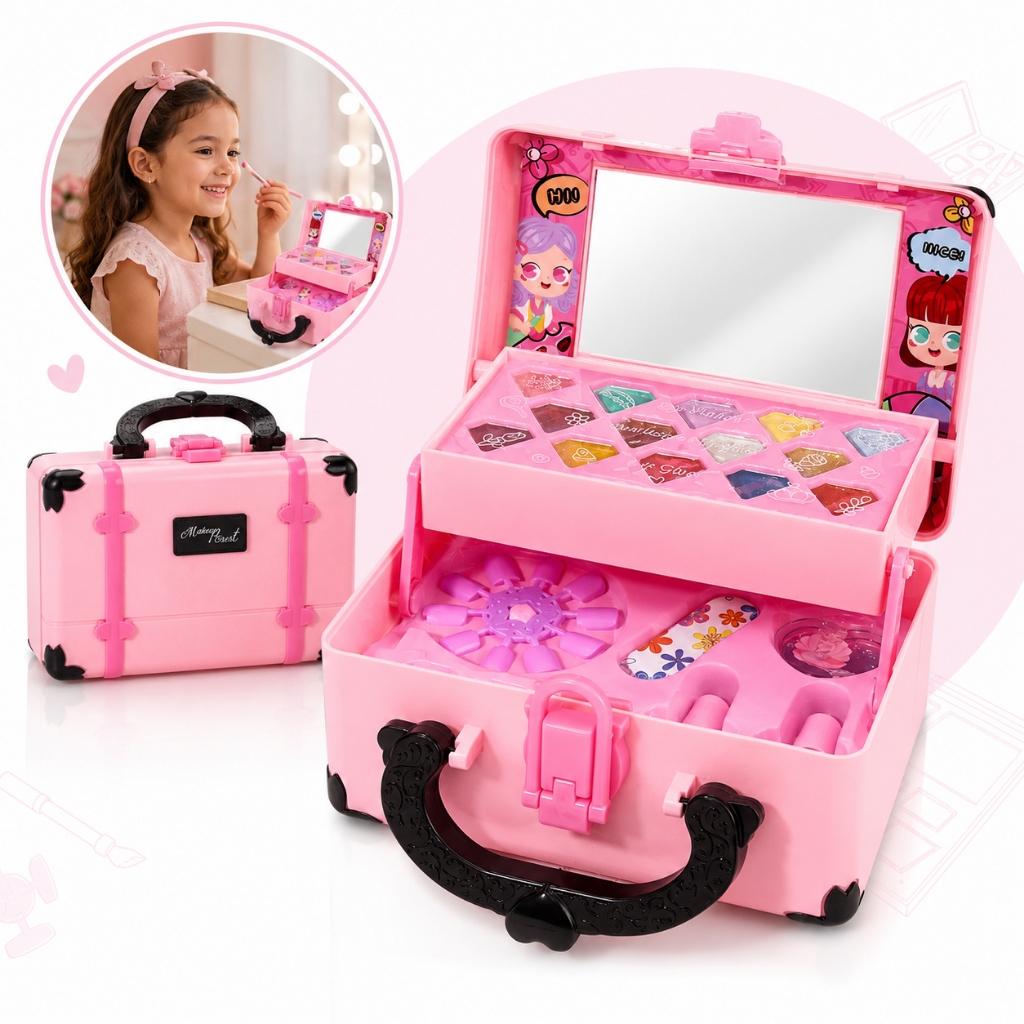 Kit Maleta Maquiagem Infantil Dos Sonhos Fashion Make Up Fashion Completa Com Espelho Kizumba