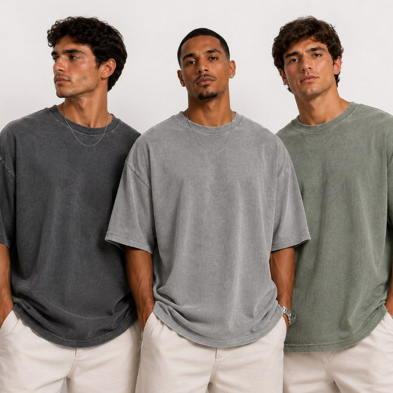 Kit 3 Camiseta Estonada Oversized Algodão Passeio Academia