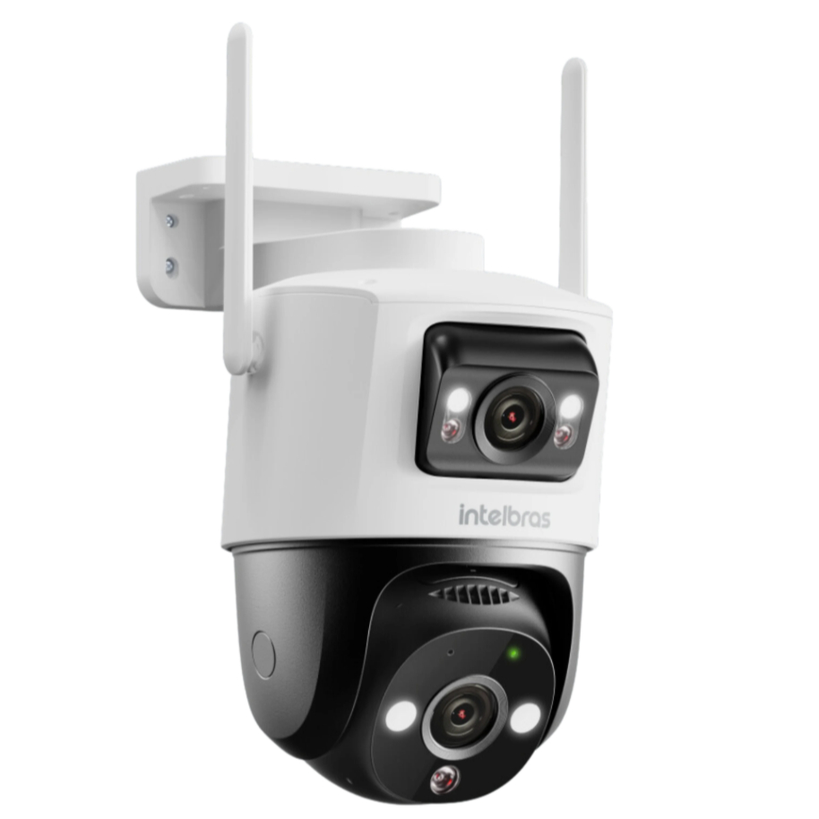 Câmera Externa Inteligente WiFi 3MP 360º Intelbras iM9+ Full Color 2 Lentes IP66 Cartão SD 64GB