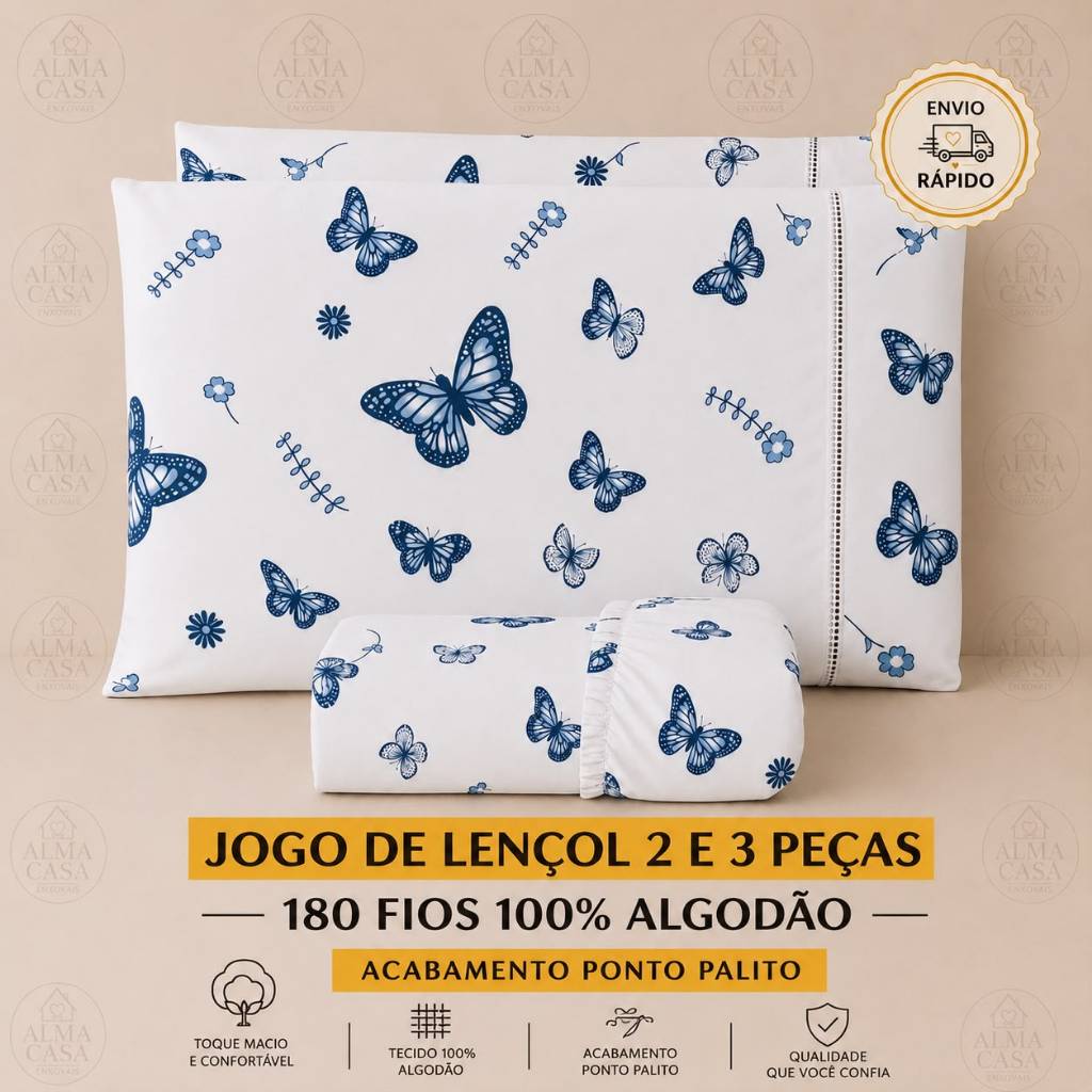JOGO DE LENÇOL 2 E 3 PEÇAS 180 FIOS 100% ALGODÃO SOLTEIRO CASAL QUEEN KING TOQUE MACIO
