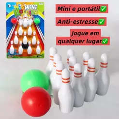 Brinquedo Mini Boliche Infantil Portátil com Pinos e Bola – Jogo Divertido Familiar Antiestresse