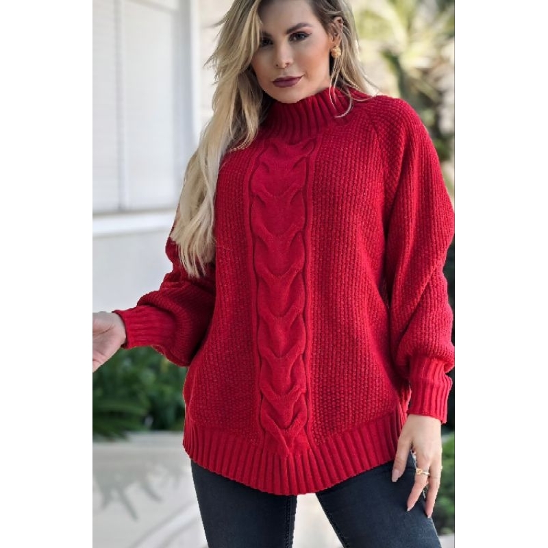 Blusa PLUS SIZE poncho blusão lã 48 a 54 tricot tricô LANÇAMENTO