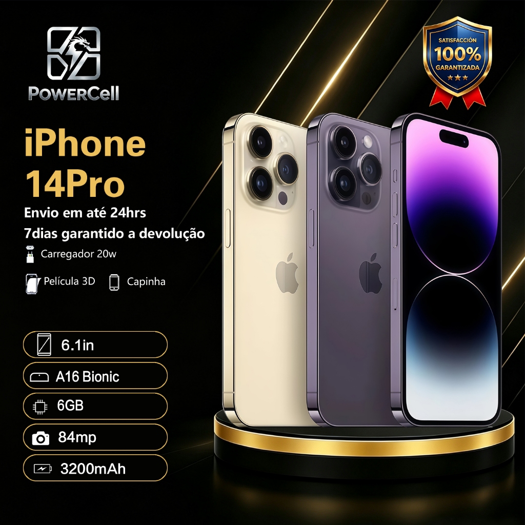 Celular iPhone 14 Pro 128GB 256GB Original  Vitrine Seminovo NF Ilha Dinâmica Câ