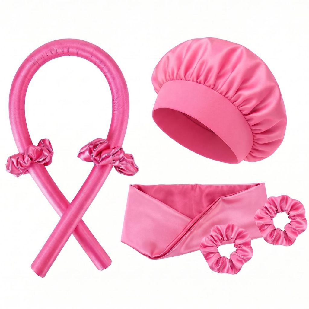 KIT TOUCA FAIXA DUPLA FACE + MODELADOR DE CETIM + 2 SCRUNCHIES (XUXINHAS)