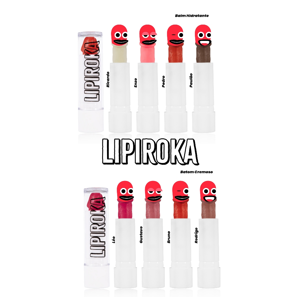 KIT Coleção Completa Lipiroka – 4 Batons + 4 Balms