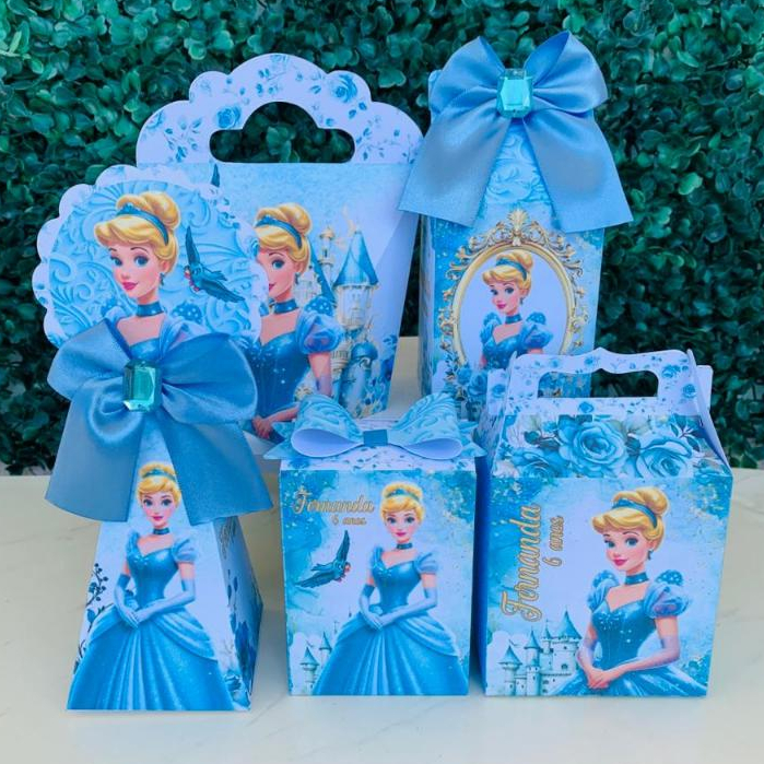 Kit Caixinhas Personalizada Festa Cinderela - Lembrancinhas - Pegue e Monte