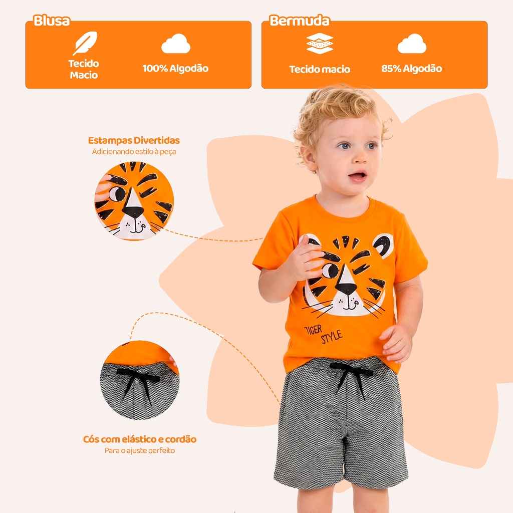 Kit Sortido 4, 10 ou 16 Peças de Roupas Infantil Bebê Menino Camisetas + Bermudas ou Roupa Bebê Conjunto Verão dia Calor · foto 2