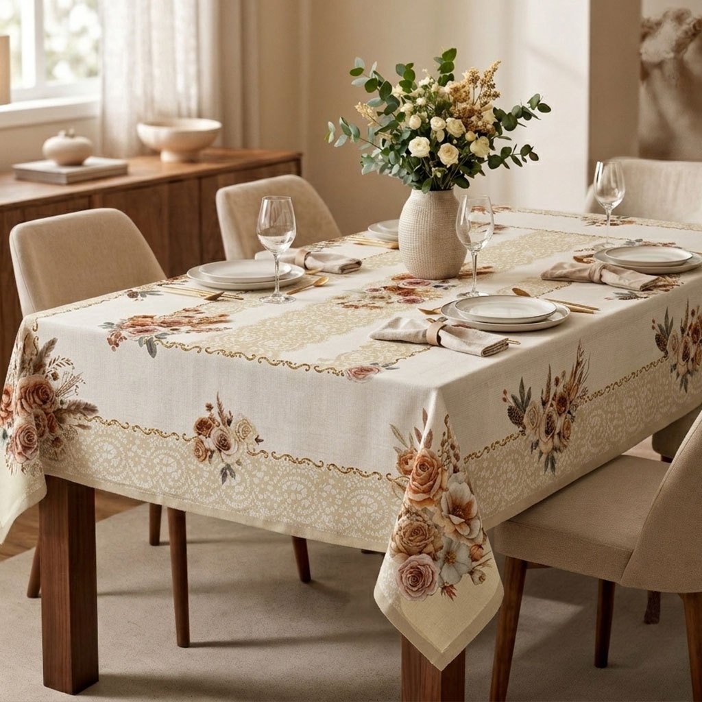 Toalha de Mesa Estampada Mesa Posta Tecido Oxford Com Acabamento - Diversos Modelos