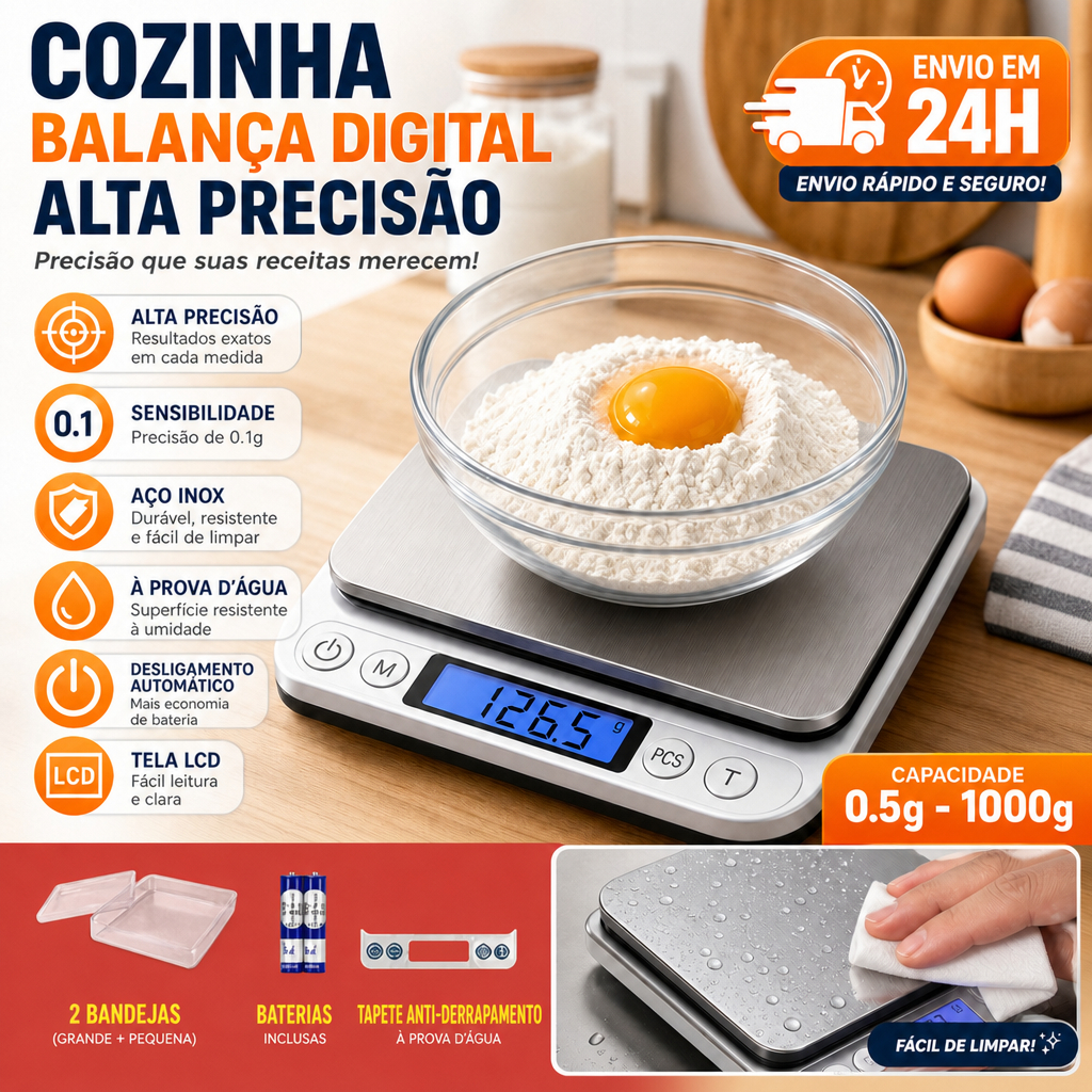 Balança Digital de Cozinha Alta Precisão 0,1g Pronta Entrega Mini Balança Eletrônica Para Alimentos Café Joias