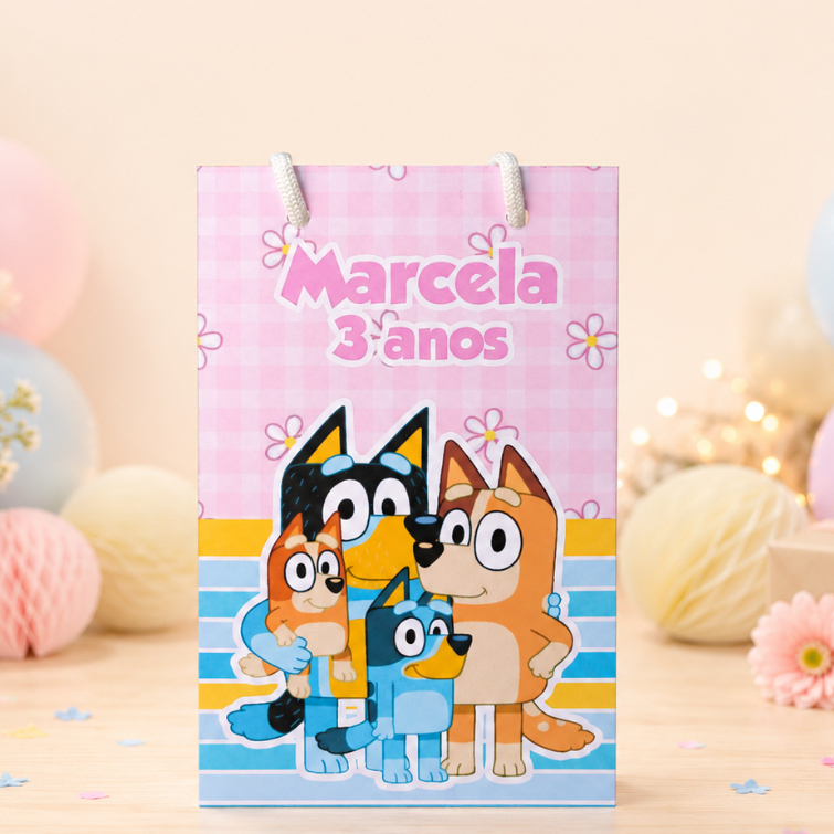 Sacolinha Surpresa Personalizada Bluey Menina - Com Alça -  PEGUE E MONTE