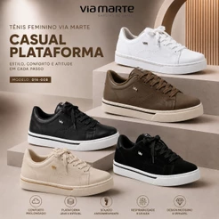 Tênis Feminino Casual Plataforma Casual Confortável Original Via Marte